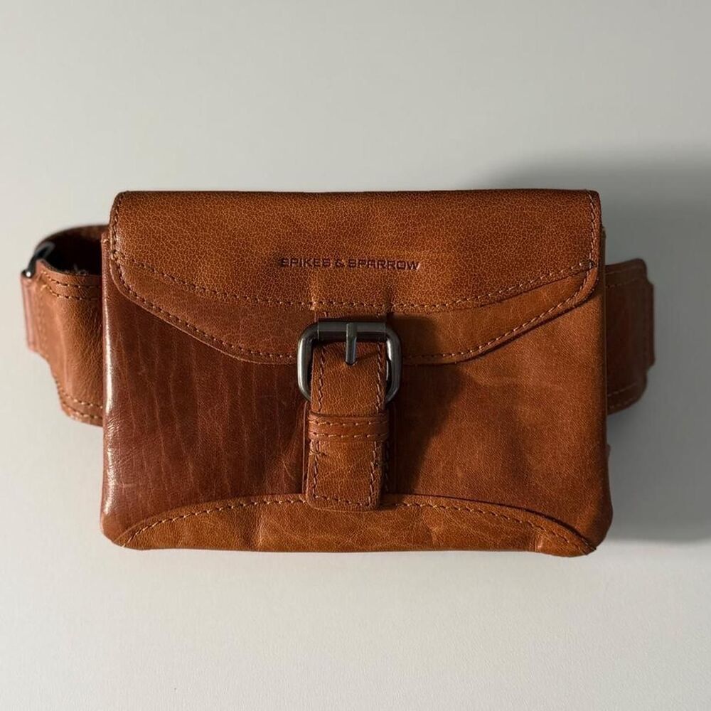 Spikes & Sparrow cognac leather crossbody bag